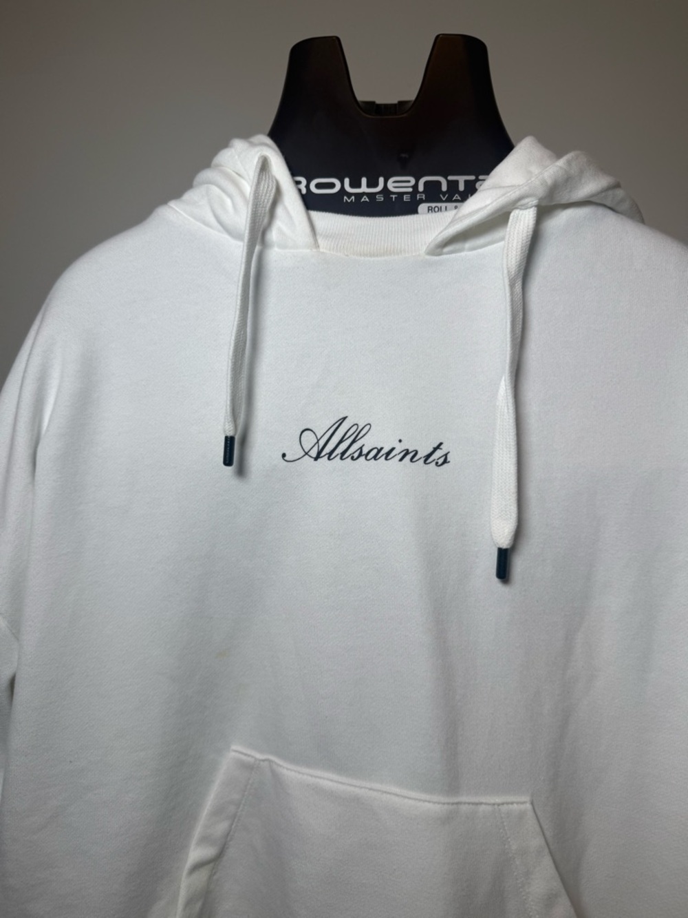 All Saints Oversized White Script Logo Hoodie - Women's Pullover - Picture 13 of 14